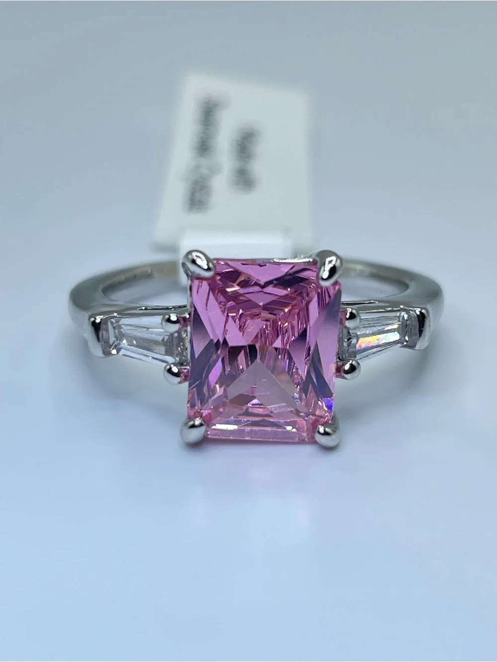 Swarovski Crystals Elements Pink Crystal Solitaire Glam Cocktail Ring Sz 9
